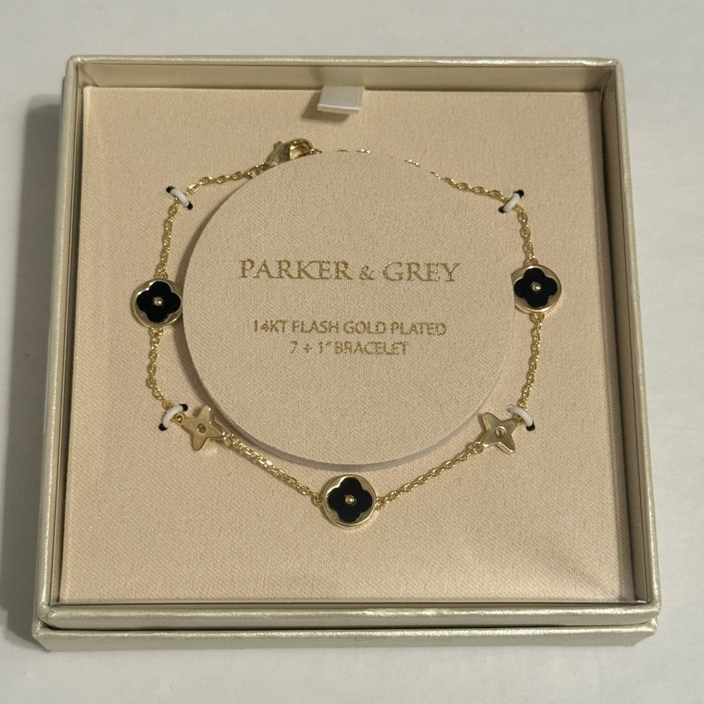 Parker & Grey 14K Flash Gold Plated Bracelet with Black Accents
